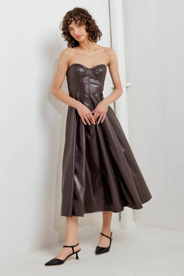 espresso-diva-faux-leather-midi-dress Sophia's StyleDRESSES-1
